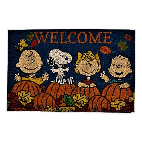 NWT Peanuts Gang Fall Autumn Welcome 18x30 Outdoor Mat Rug - Picture 3 of 3
